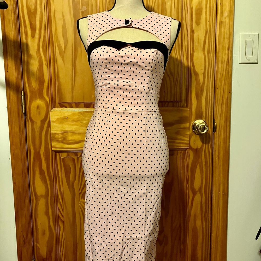 Pink and Black Cocktail Dress by Hell Bunny Vixen